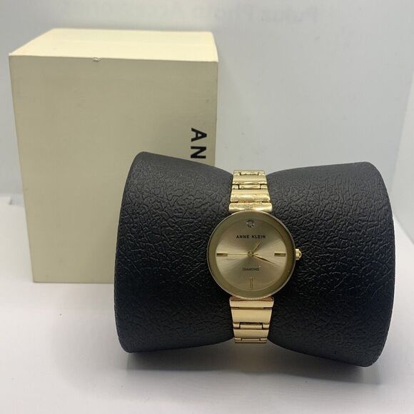 Anne Klein 12434 Women's Gold Band Analog Dial Quartz Genuine Wrist Watch Ga31 - Picture 1 of 10